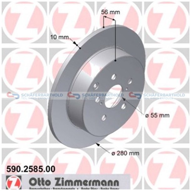 Bremseskive Bagaksel|-280mm ZIMMERMANN