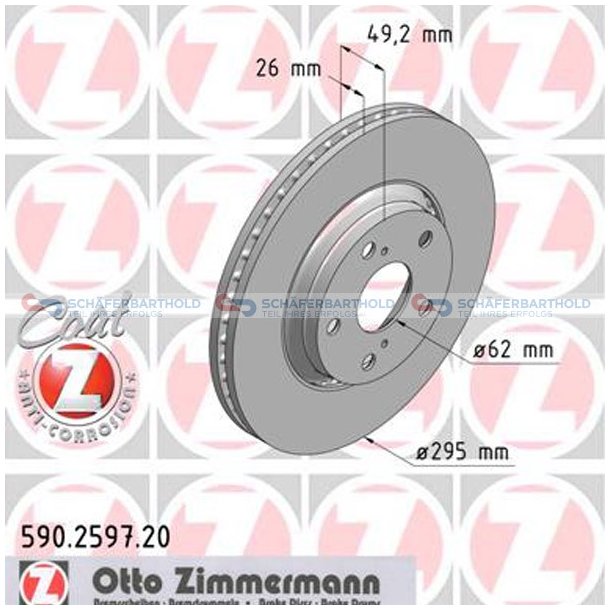 Bremseskive foraksel|-295mm ZIMMERMANN