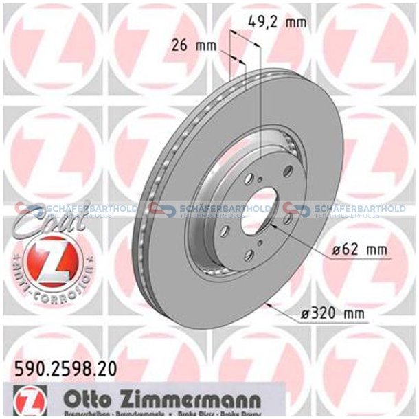 Bremseskive foraksel|-320mm ZIMMERMANN