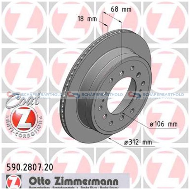 Bremseskive Bagaksel|-312mm ZIMMERMANN