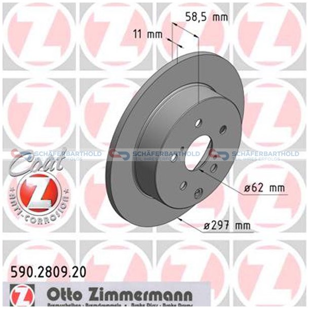 Bremseskive Bagaksel|-297mm ZIMMERMANN