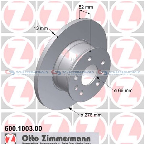 Bremseskive foraksel|-278mm ZIMMERMANN