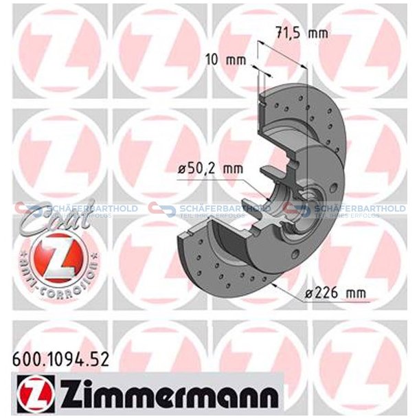 BremseskiveSport foraksel|-278mm ZIMMERMANN