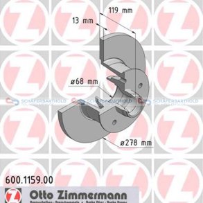 Bremseskive foraksel|Ø-278mm ZIMMERMANN