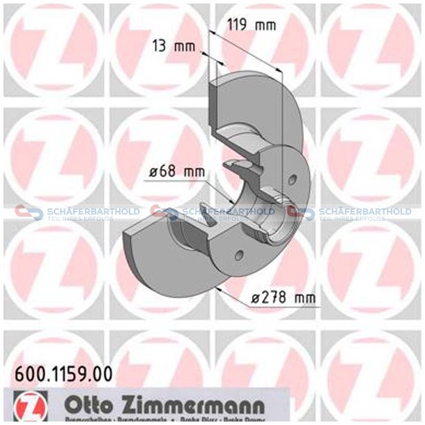 Bremseskive foraksel|-278mm ZIMMERMANN