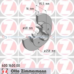 Bremseskive foraksel|Ø-258mm ZIMMERMANN