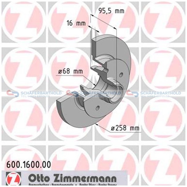 Bremseskive foraksel|-258mm ZIMMERMANN