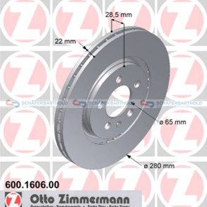 Bremseskive foraksel|Ø-280mm ZIMMERMANN