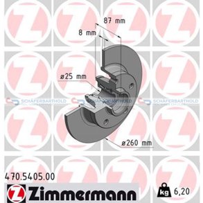 Bremseskive Bagaksel|Ø-260mm ZIMMERMANN