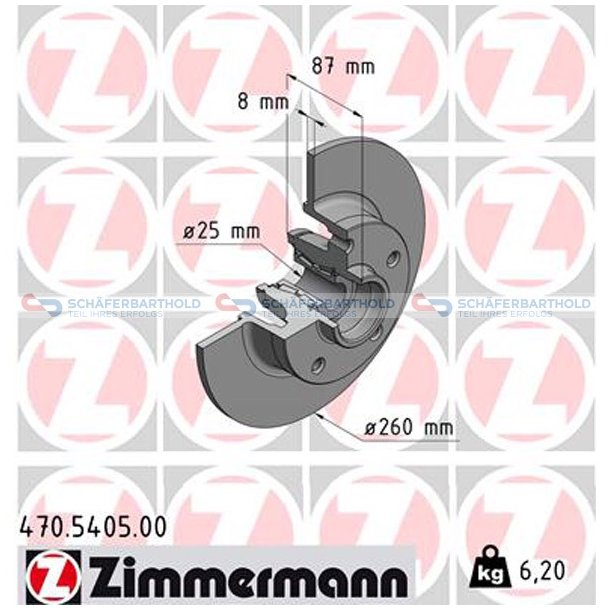 Bremseskive Bagaksel|-260mm ZIMMERMANN