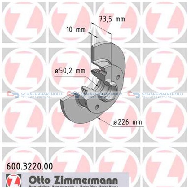 Bremseskive Bagaksel|-226mm ZIMMERMANN