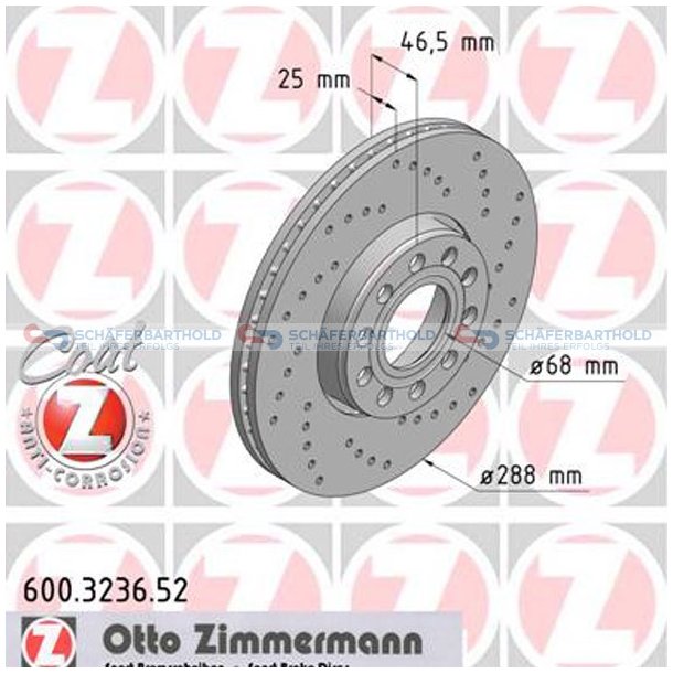 BremseskiveSport foraksel|-288mm ZIMMERMANN