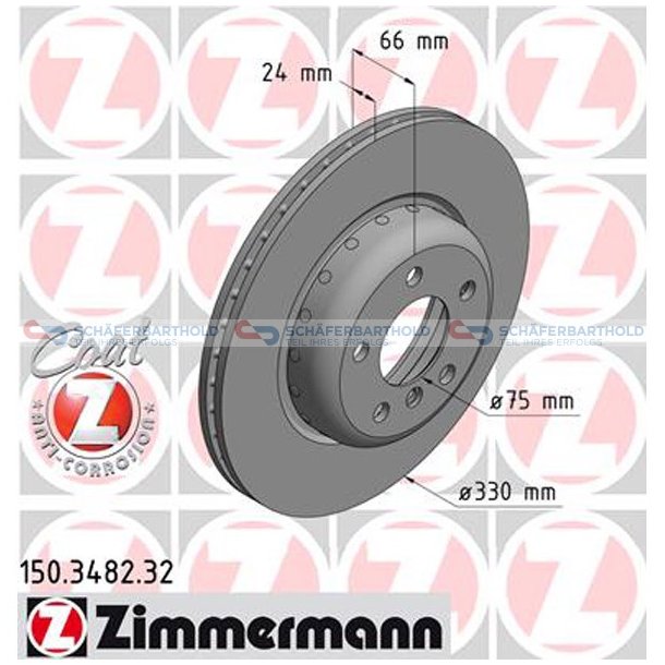 BremseskiveFormula F foraksel|-330mm ZIMMERMANN