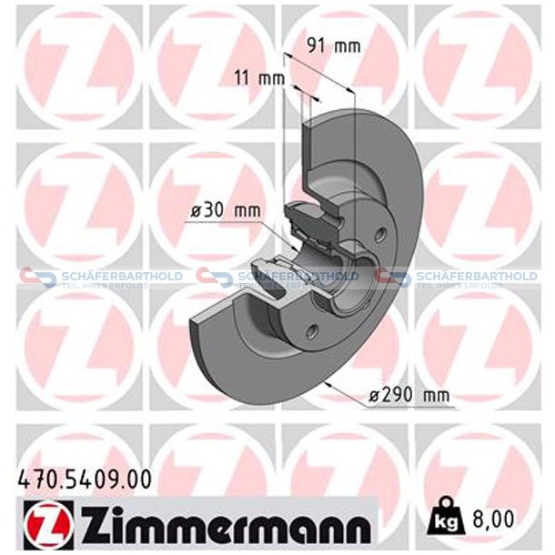 Bremseskive Bagaksel|-290mm ZIMMERMANN