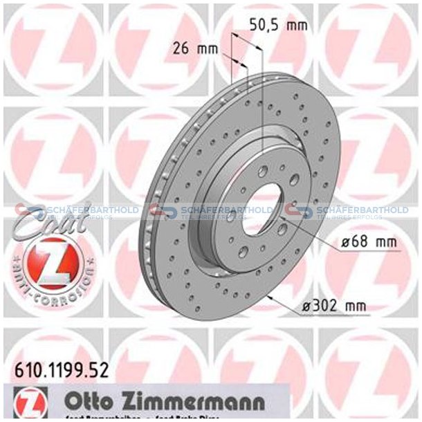 BremseskiveSport foraksel|-302mm ZIMMERMANN