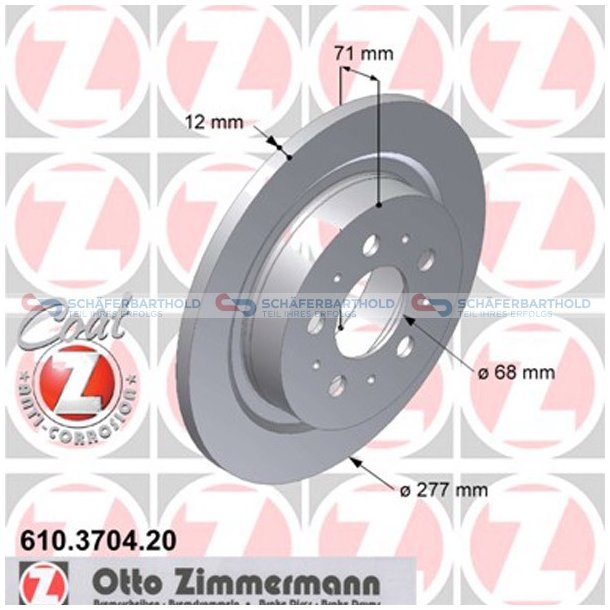 Bremseskive Bagaksel|-277mm ZIMMERMANN