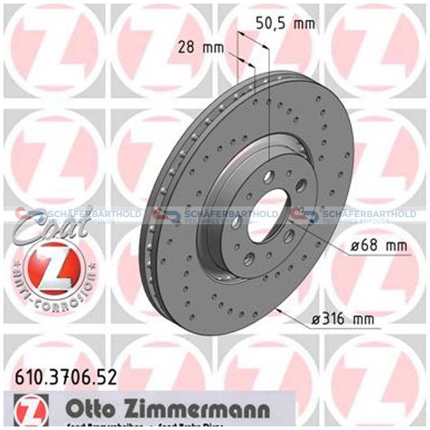 BremseskiveSport foraksel|-316mm ZIMMERMANN