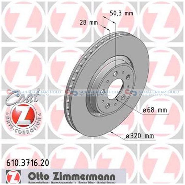 Bremseskive foraksel|-320mm ZIMMERMANN