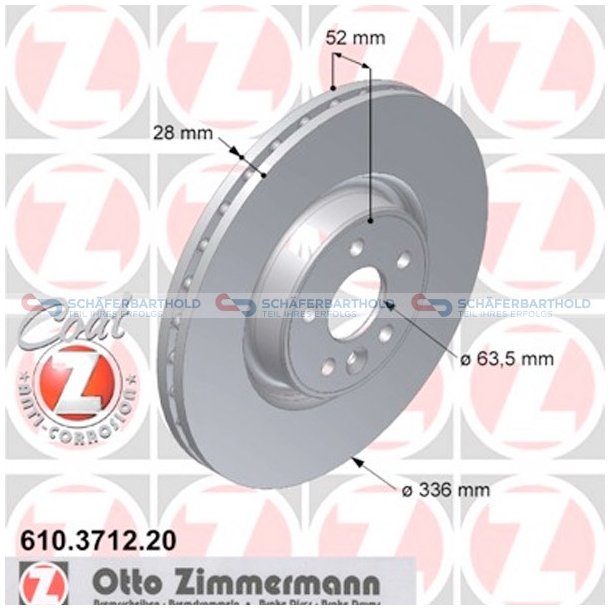 Bremseskive foraksel|-336mm ZIMMERMANN