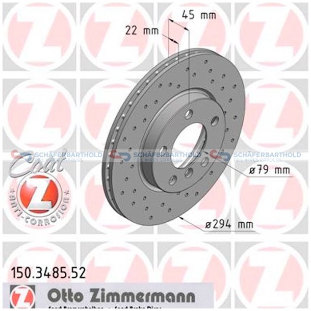 BremseskiveSport foraksel|-294mm ZIMMERMANN