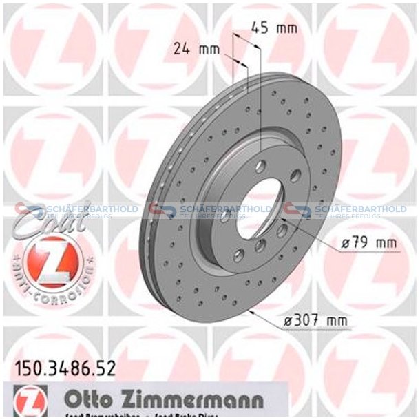 BremseskiveSport foraksel|-307mm ZIMMERMANN