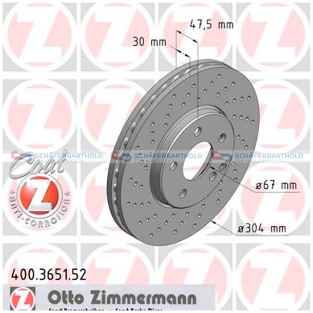 BremseskiveSport foraksel|-304mm ZIMMERMANN