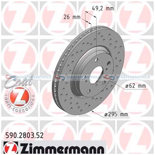 BremseskiveSport foraksel|-295mm ZIMMERMANN