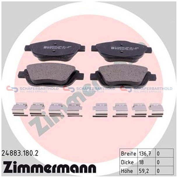 Bremseklodser 18mm|WVA:24883| ZIMMERMANN