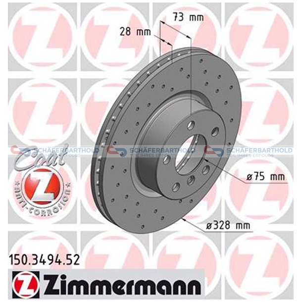 BremseskiveSport foraksel|-328mm ZIMMERMANN