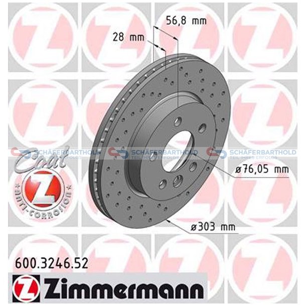 BremseskiveSport foraksel|-303mm ZIMMERMANN