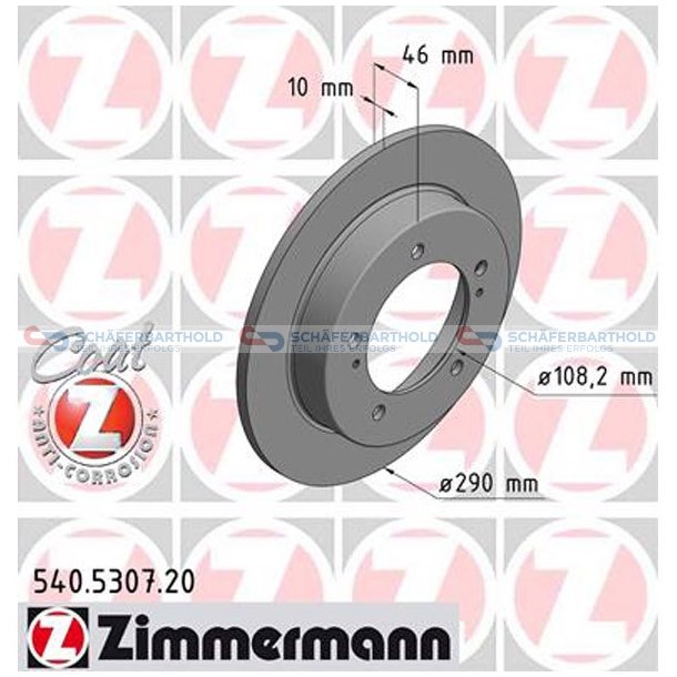 Bremseskive foraksel|-290mm ZIMMERMANN