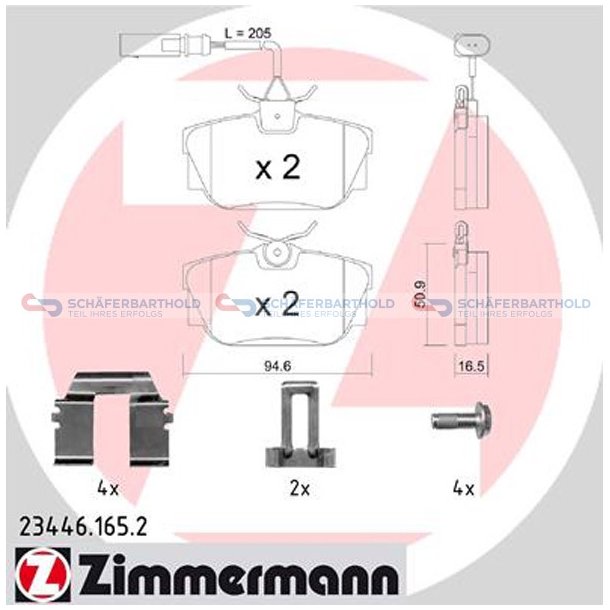 Bremseklodser 16mm|WVA:23446| ZIMMERMANN