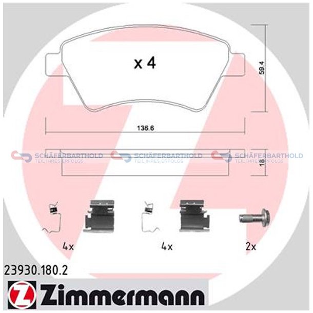 Bremseklodser 18mm|WVA:23930| ZIMMERMANN