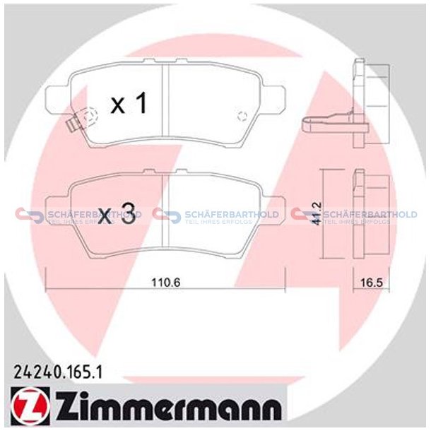 Bremseklodser 16mm|WVA:24240| ZIMMERMANN