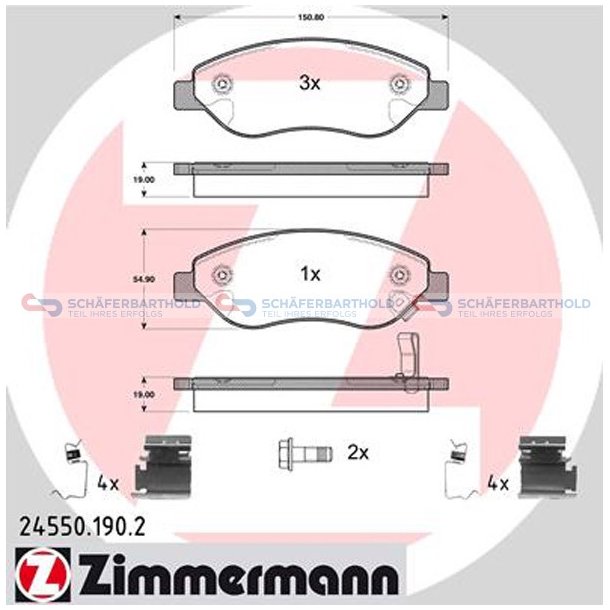 Bremseklodser 19mm|WVA:24550| ZIMMERMANN