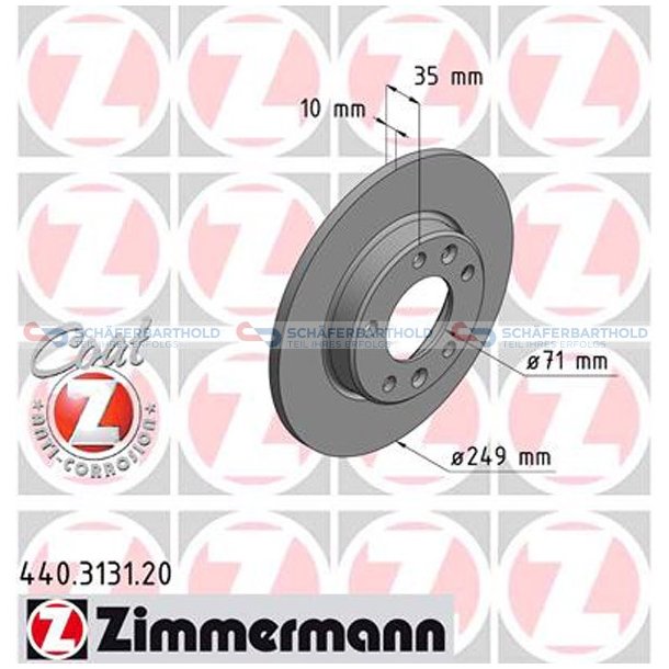 Bremseskive Bagaksel|-249mm ZIMMERMANN