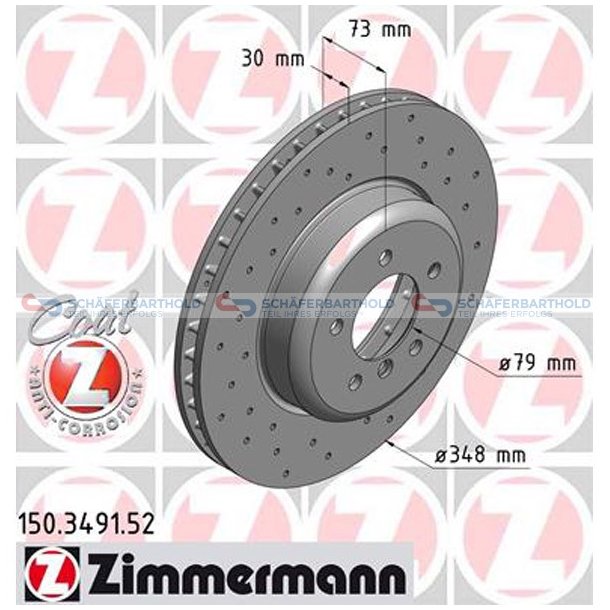 BremseskiveSport foraksel|-348mm ZIMMERMANN