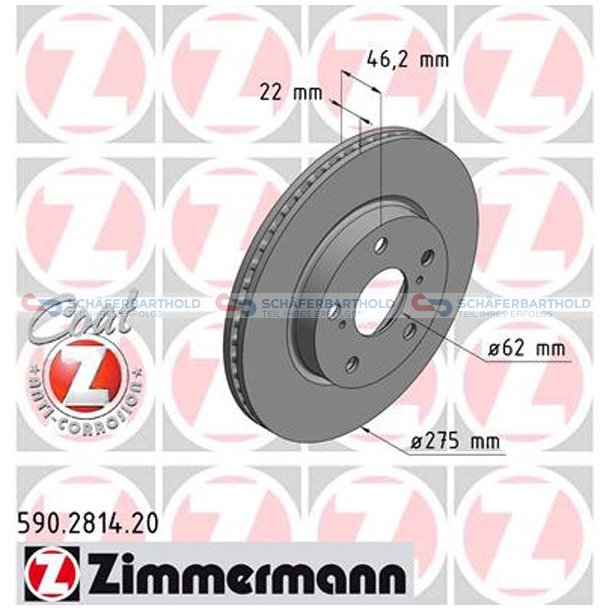 Bremseskive foraksel|-275mm ZIMMERMANN