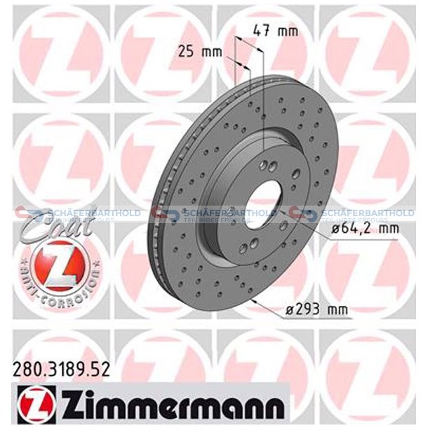 BremseskiveSport foraksel|-293mm ZIMMERMANN