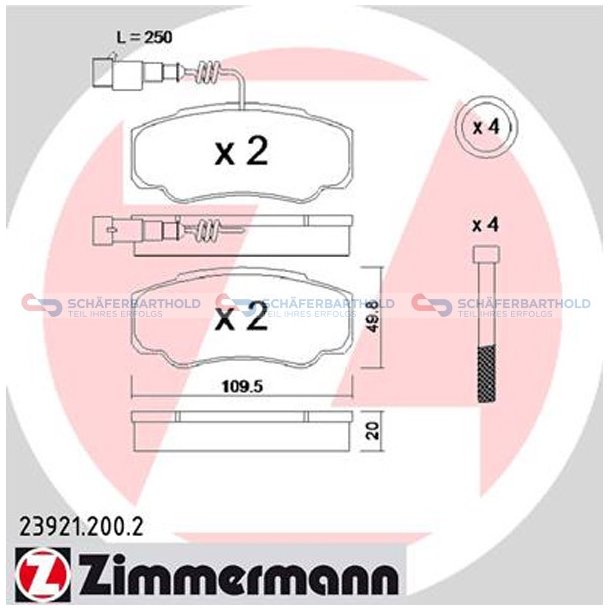 Bremseklodser 20mm|WVA:23921| ZIMMERMANN