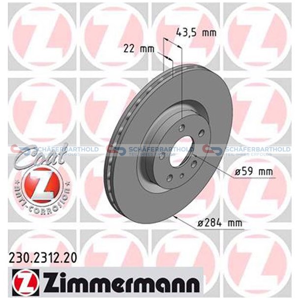 Bremseskive foraksel|-284mm ZIMMERMANN