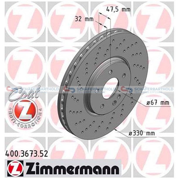 BremseskiveSport foraksel|-330mm ZIMMERMANN