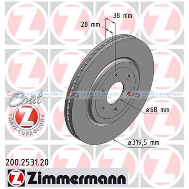 Bremseskive foraksel|-320mm ZIMMERMANN