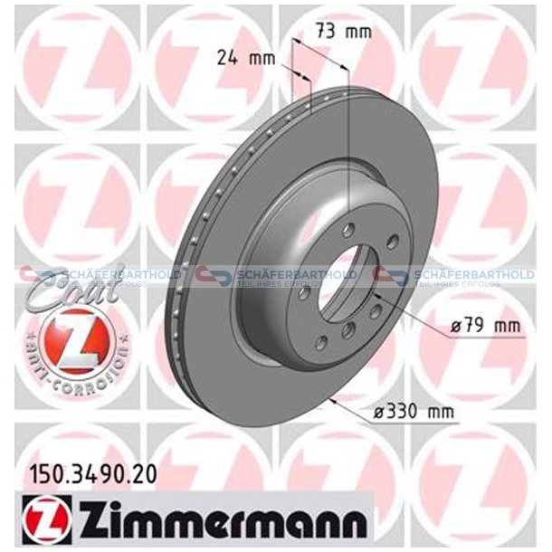 Bremseskive foraksel|-330mm ZIMMERMANN