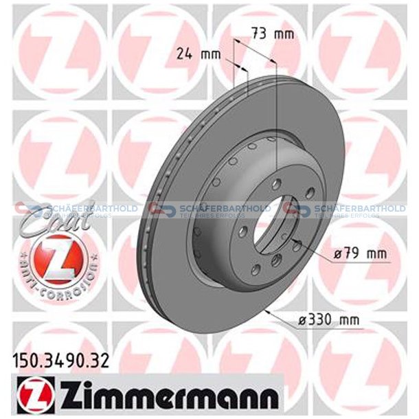 BremseskiveFormula F foraksel|-330mm ZIMMERMANN