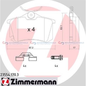 Bremseklodser 17mm|WVA:23554| ZIMMERMANN