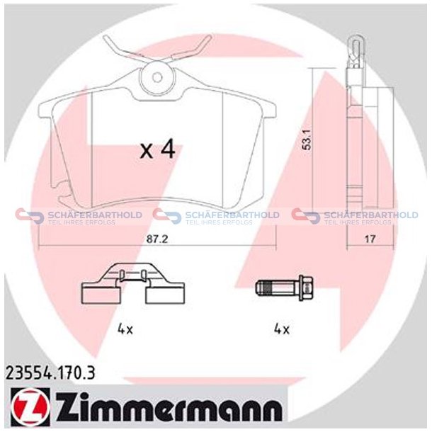 Bremseklodser 17mm|WVA:23554| ZIMMERMANN