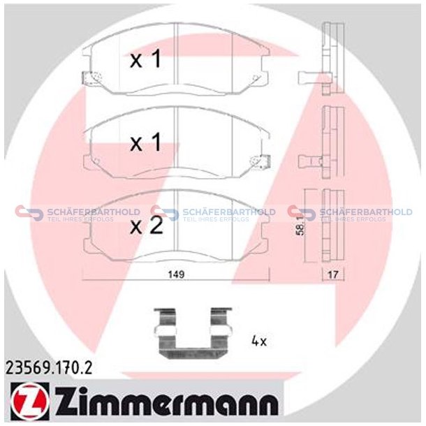 Bremseklodser 17mm|WVA:23569| ZIMMERMANN