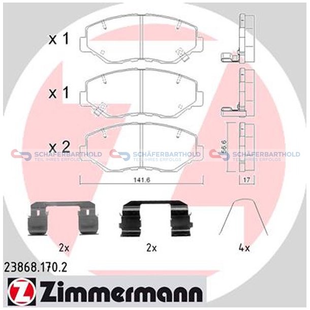 Bremseklodser 17mm|WVA:23868| ZIMMERMANN