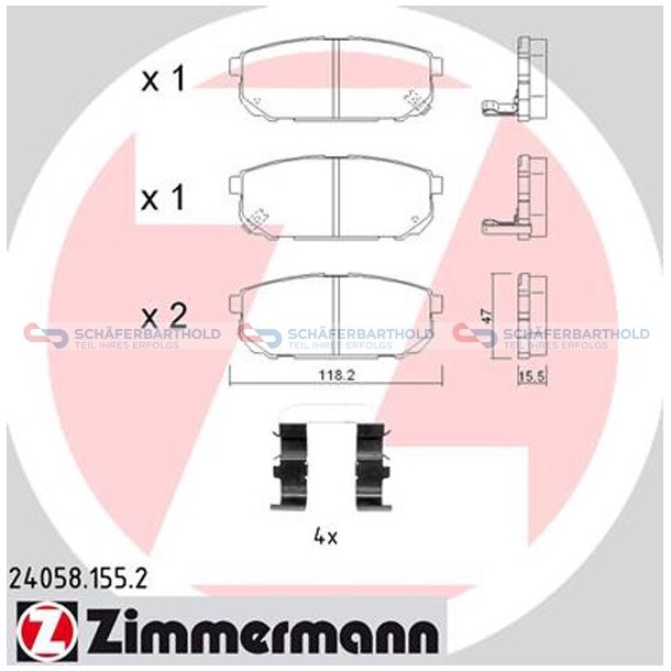 Bremseklodser 16mm|WVA:24058| ZIMMERMANN